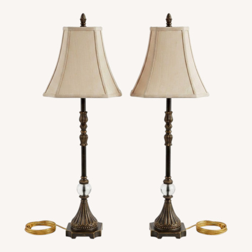 Used Vintage Traditional Bronze Buffet Table Lamps 2 for sale on AptDeco
