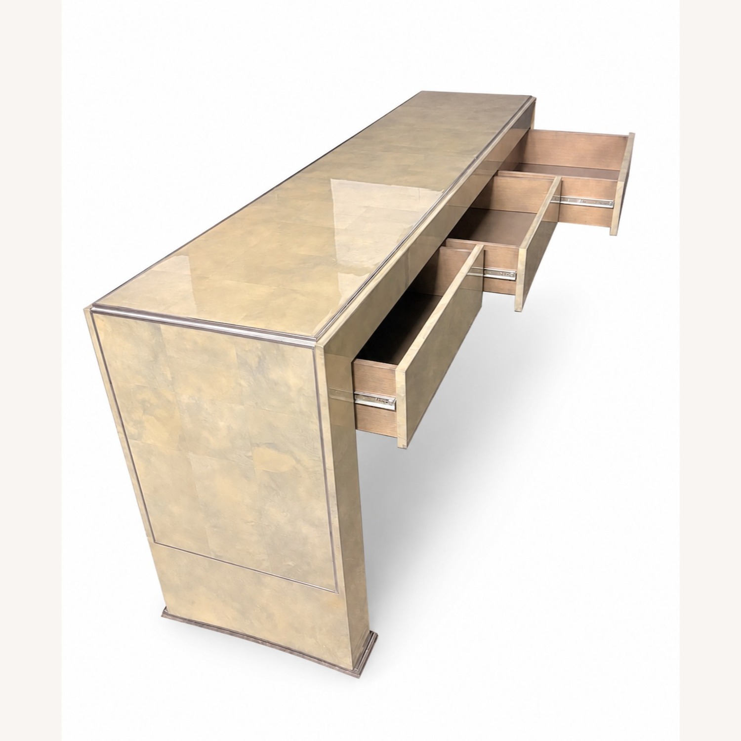 Grey-Green Modern Console with 3 Drawers - image-2