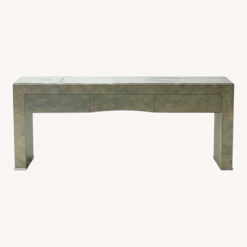 Used Grey-Green Modern Console with 3 Drawers for sale on AptDeco
