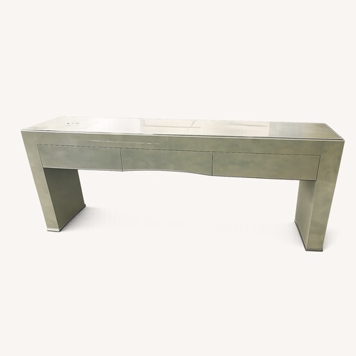 Used Grey-Green Modern Console with 3 Drawers for sale on AptDeco
