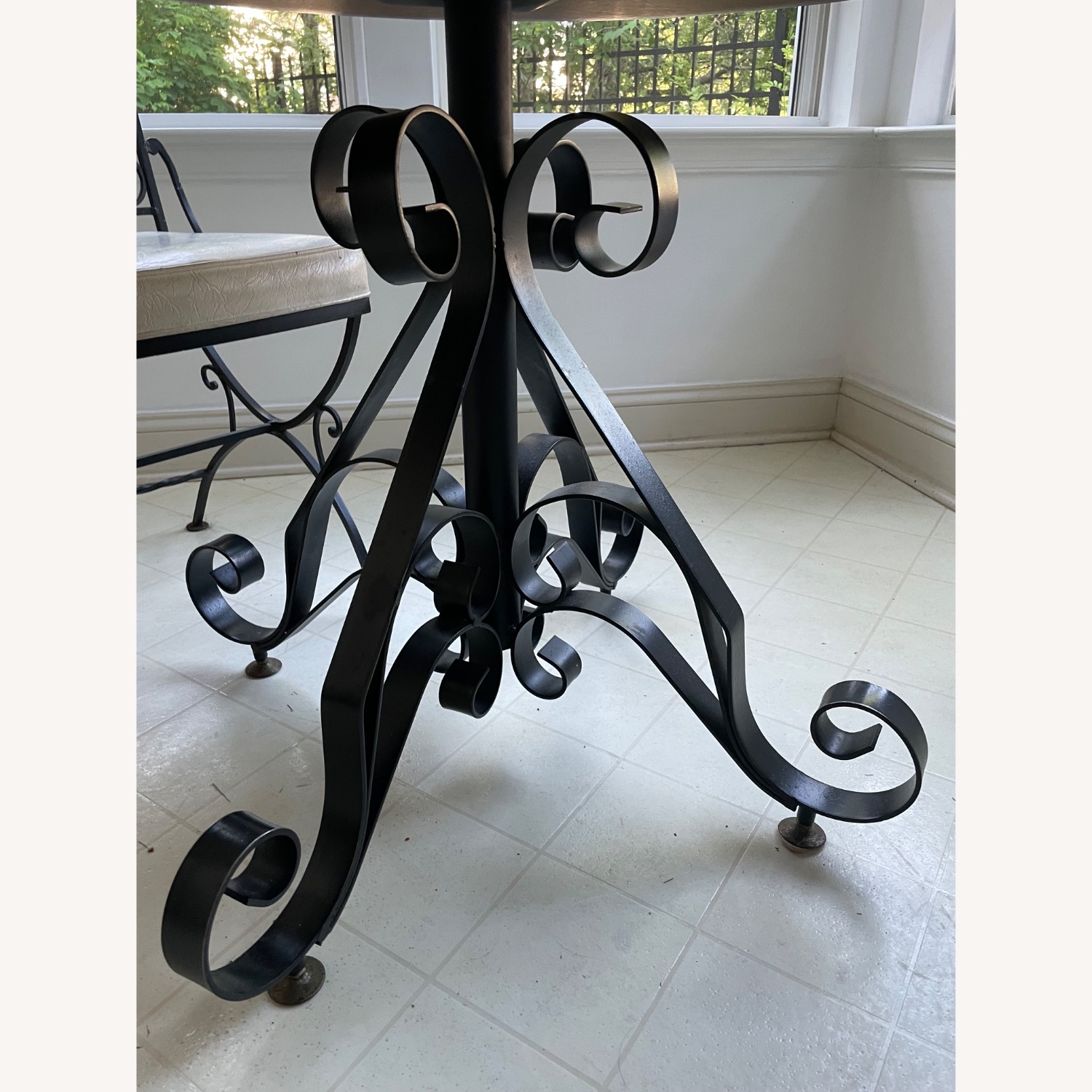 Vintage Wrought Iron Bistro Set – Table & 2 Chairs - image-5