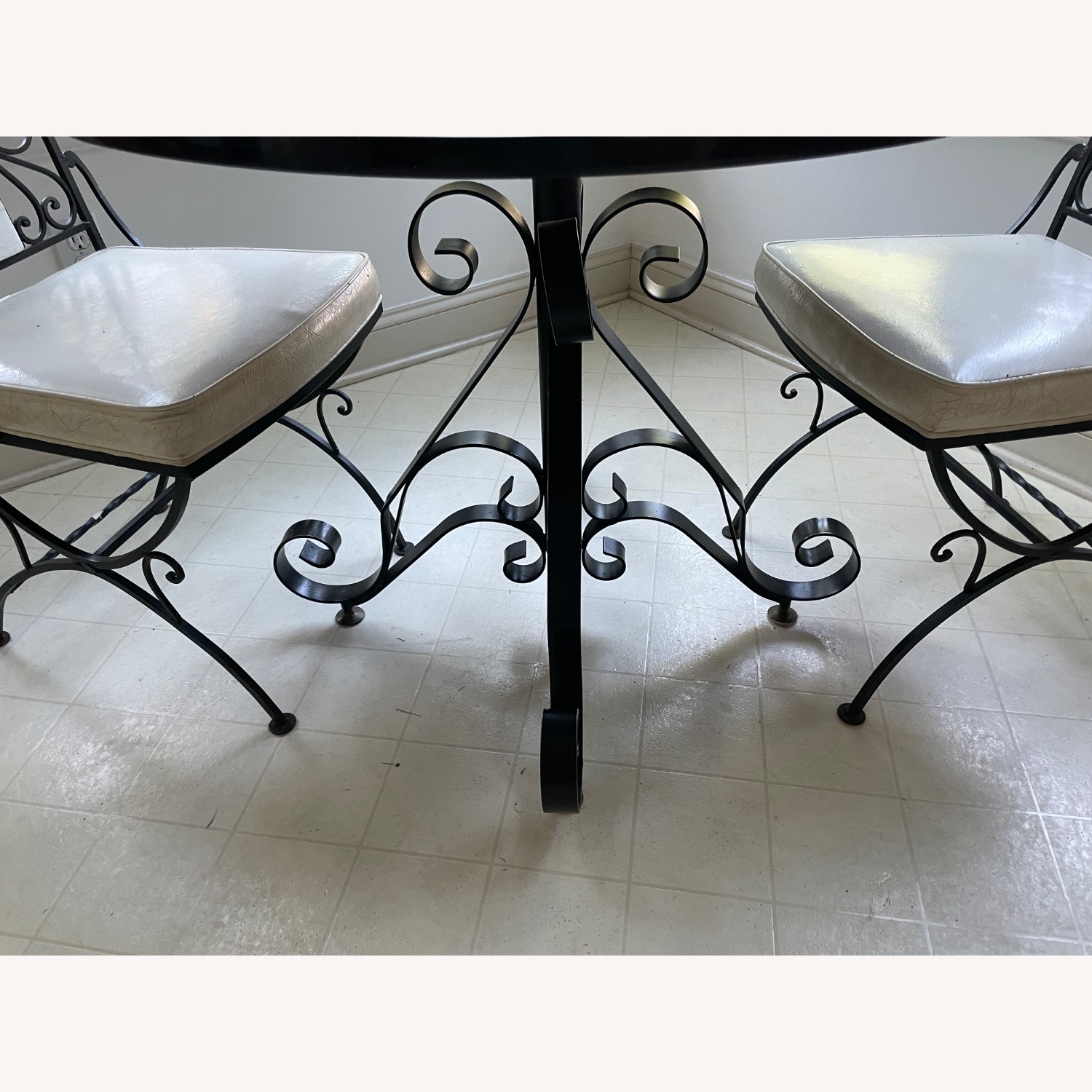 Vintage Wrought Iron Bistro Set – Table & 2 Chairs - image-2
