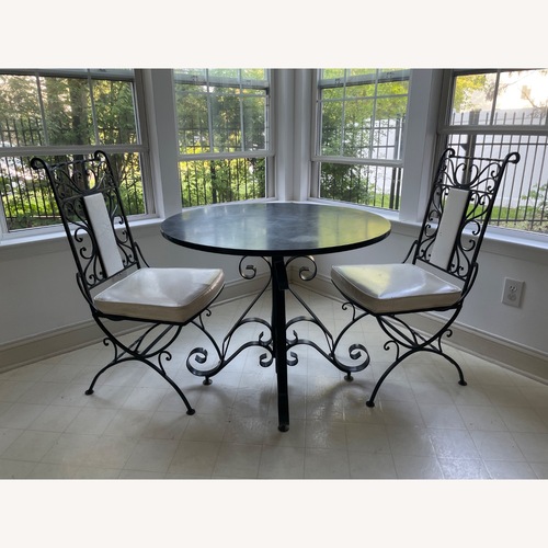 Used Vintage Wrought Iron Bistro Set – Table & 2 Chairs for sale on AptDeco