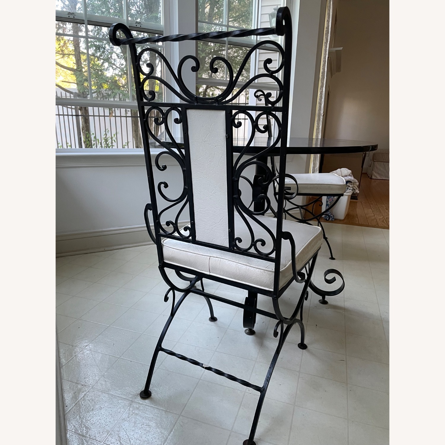 Vintage Wrought Iron Bistro Set – Table & 2 Chairs - image-8