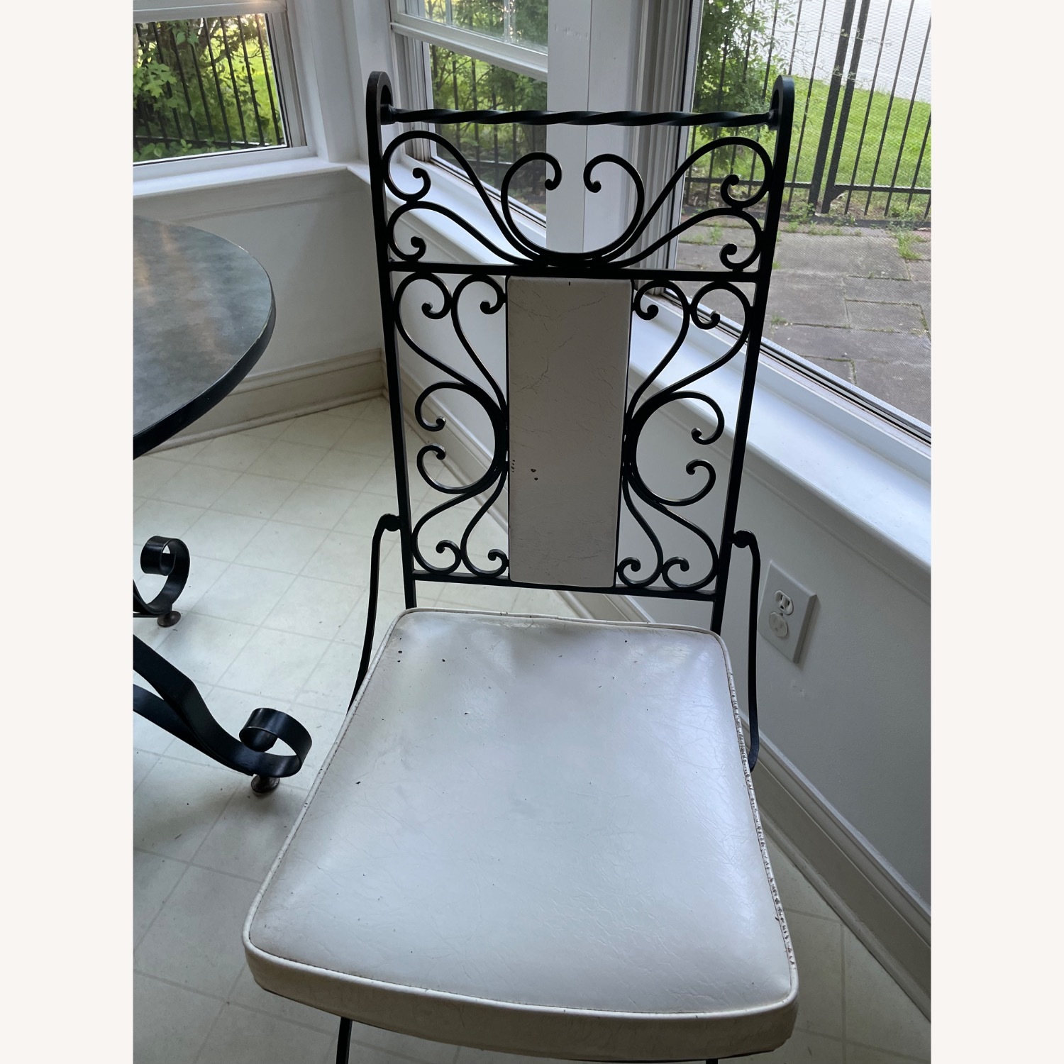 Vintage Wrought Iron Bistro Set – Table & 2 Chairs - image-9