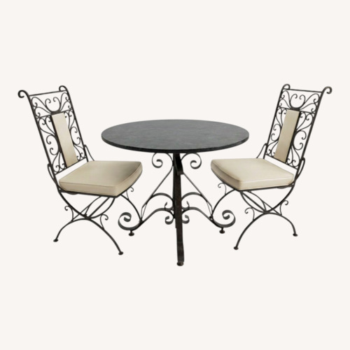 Used Vintage Wrought Iron Bistro Set – Table & 2 Chairs for sale on AptDeco