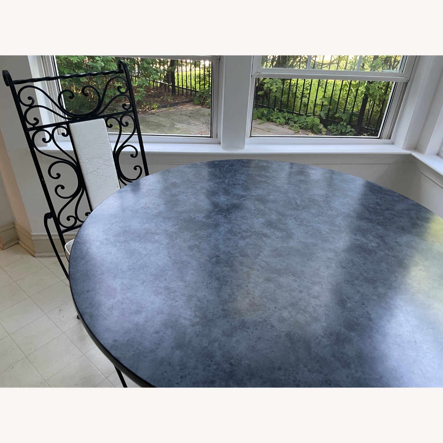 Vintage Wrought Iron Bistro Set – Table & 2 Chairs - image-3