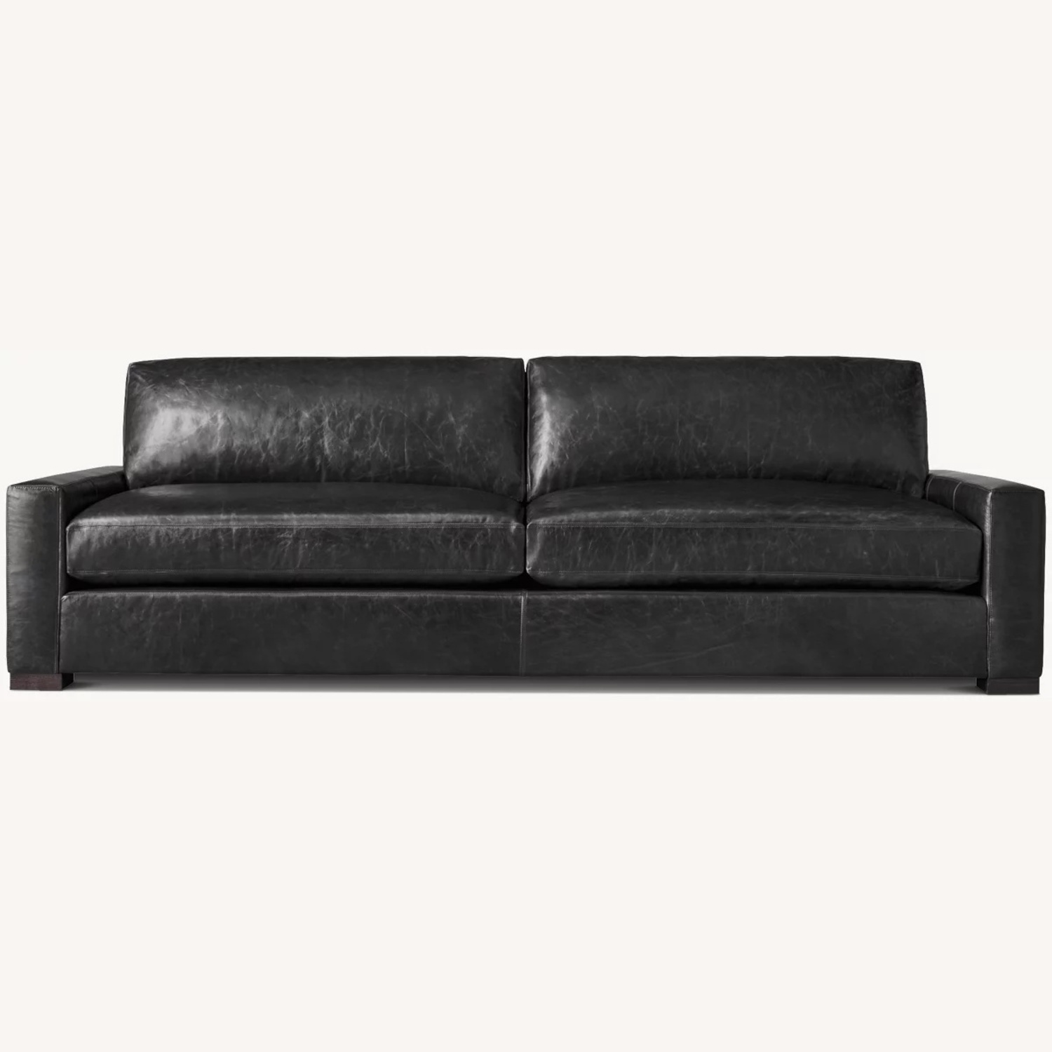 Restoration Hardware Maxwell Black Leather 2-Cushion Sofa  - image-5