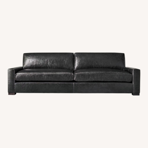 Used Restoration Hardware Maxwell Black Leather 2-Cushion Sofa for sale on AptDeco