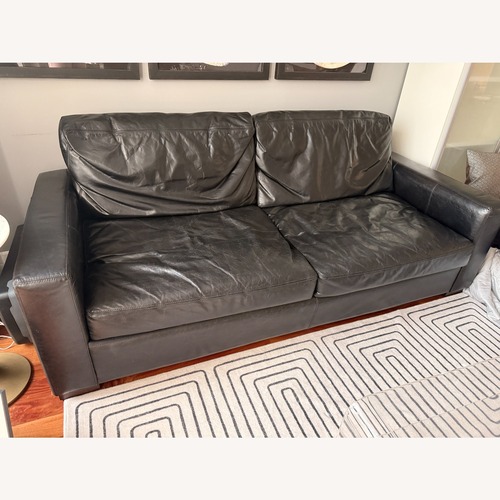 Used Restoration Hardware Maxwell Black Leather 2-Cushion Sofa for sale on AptDeco