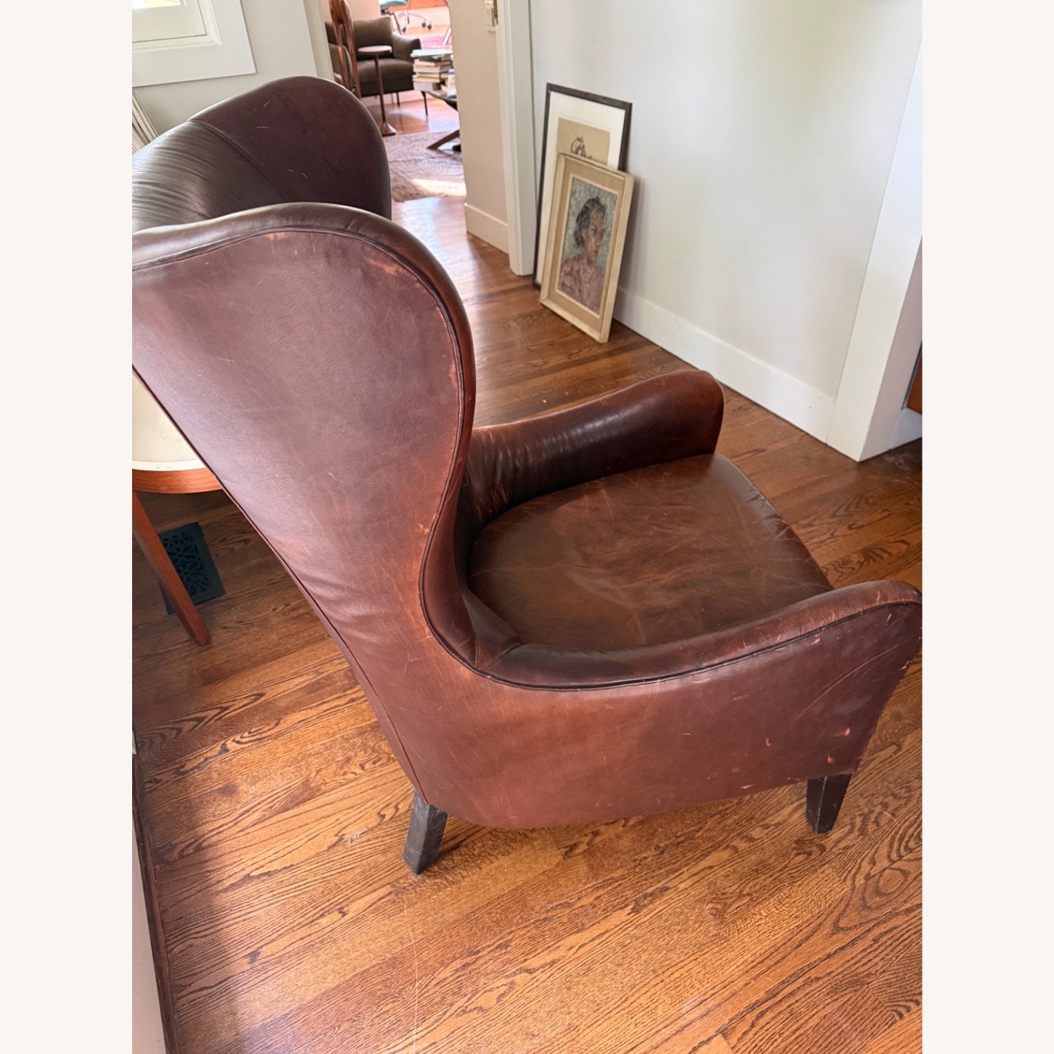 Crate & Barrel Dark Brown Leather Armchair - image-10
