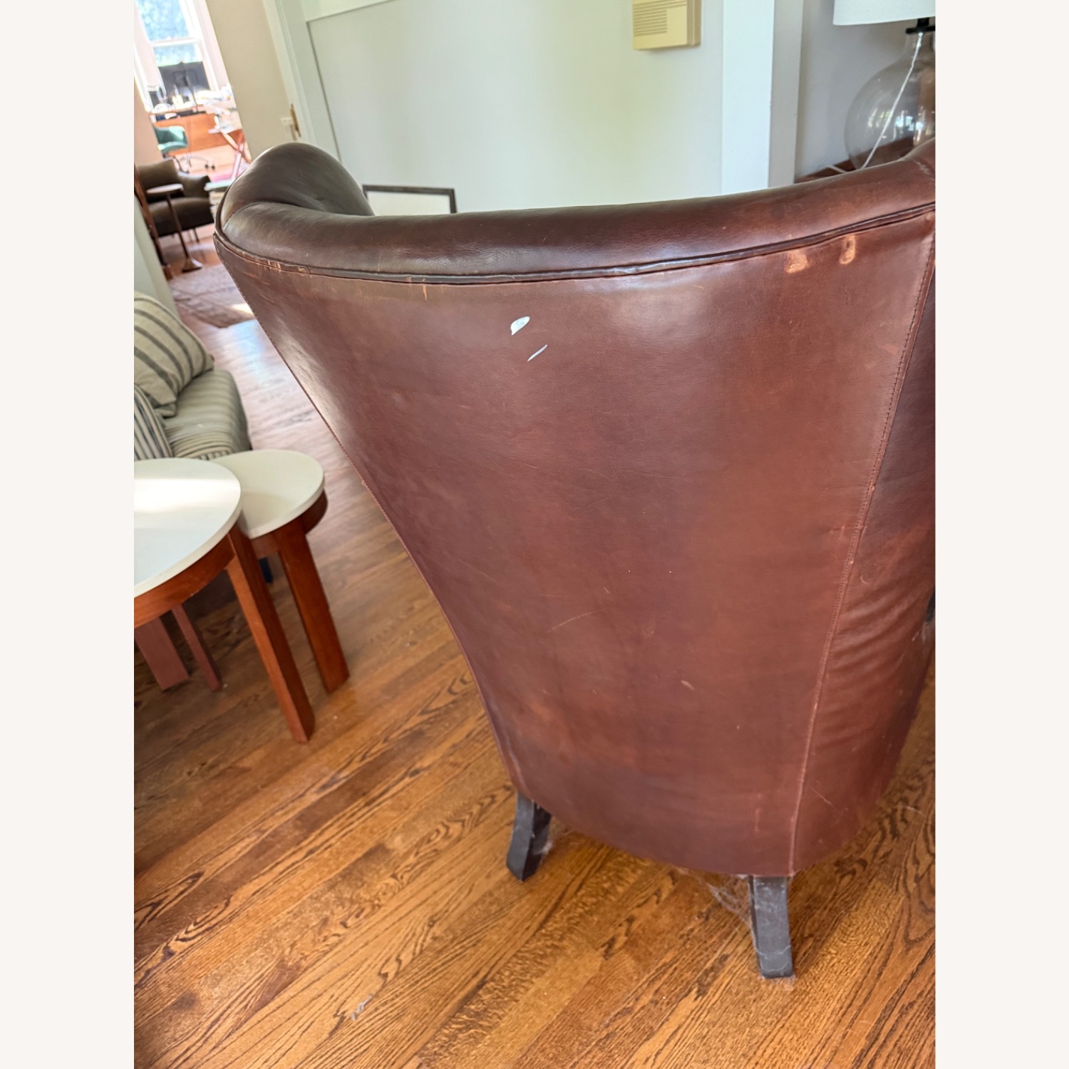 Crate & Barrel Dark Brown Leather Armchair - image-4