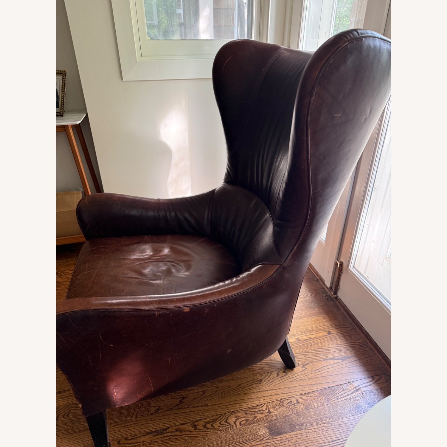 Crate & Barrel Dark Brown Leather Armchair - image-9
