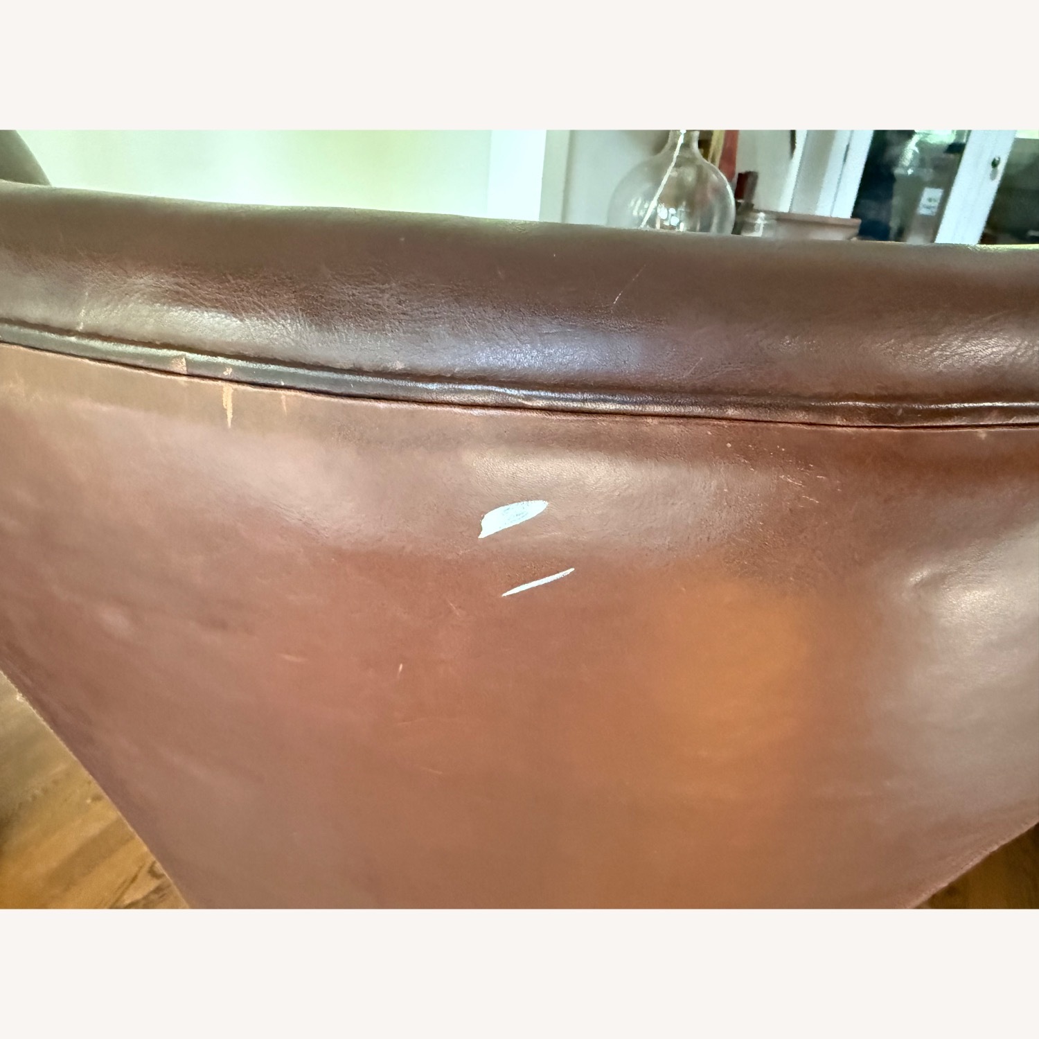 Crate & Barrel Dark Brown Leather Armchair - image-5