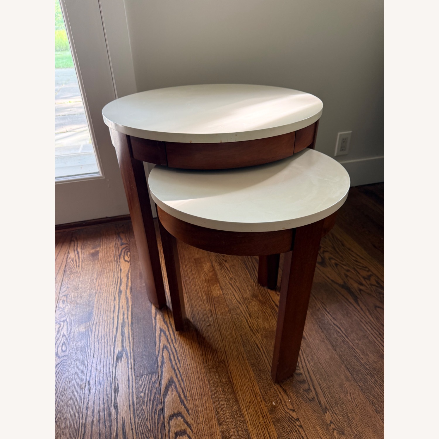 Crate & Barrel White Wood Side Table - image-3
