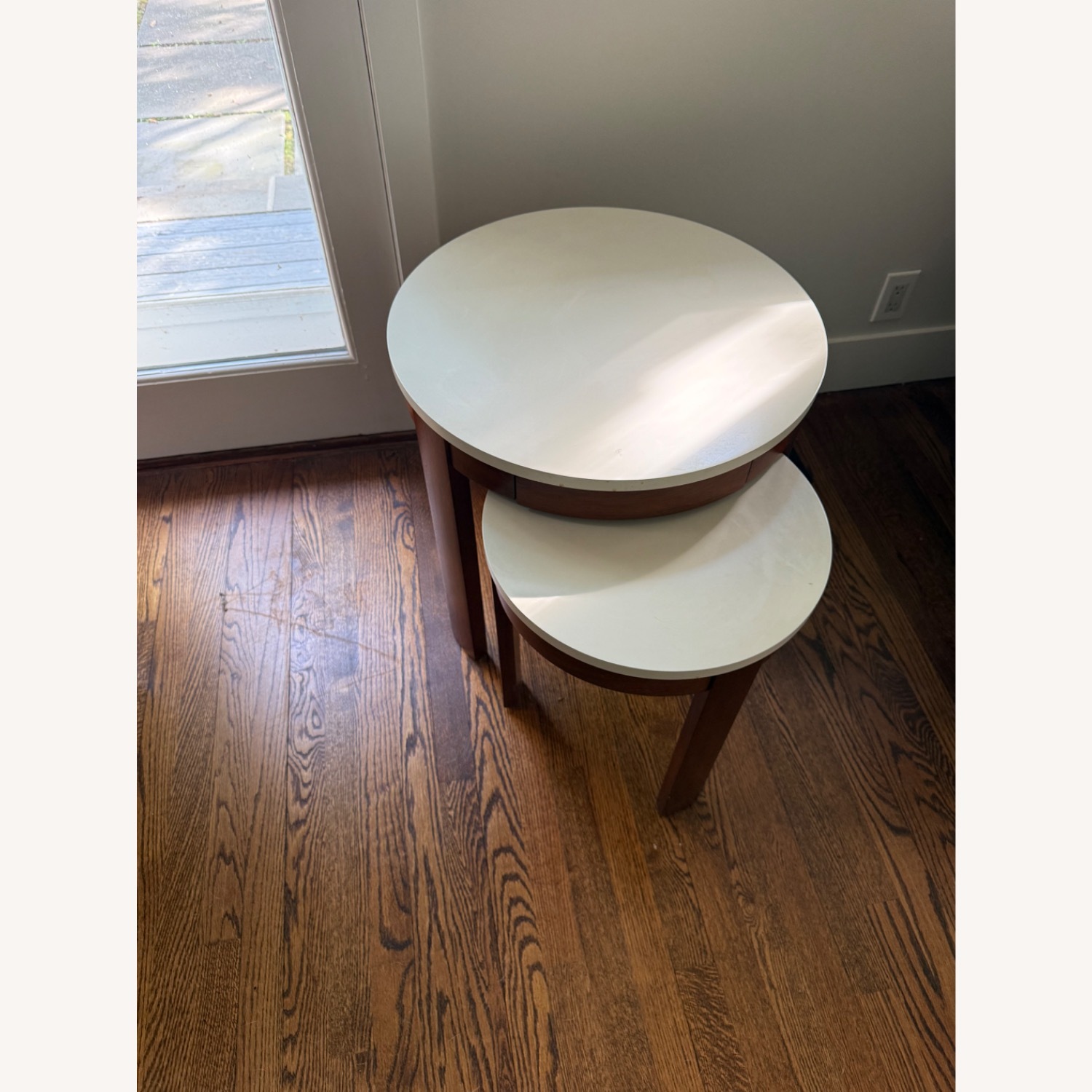 Crate & Barrel White Wood Side Table - image-5