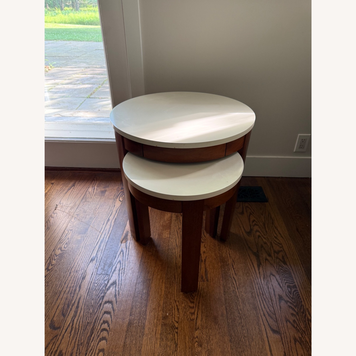 Crate & Barrel White Wood Side Table - image-1
