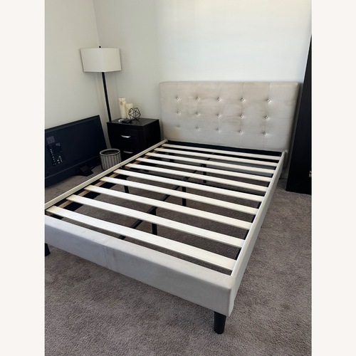 Used Zinus Tufted Upholstered Platform Bed Frame for sale on AptDeco