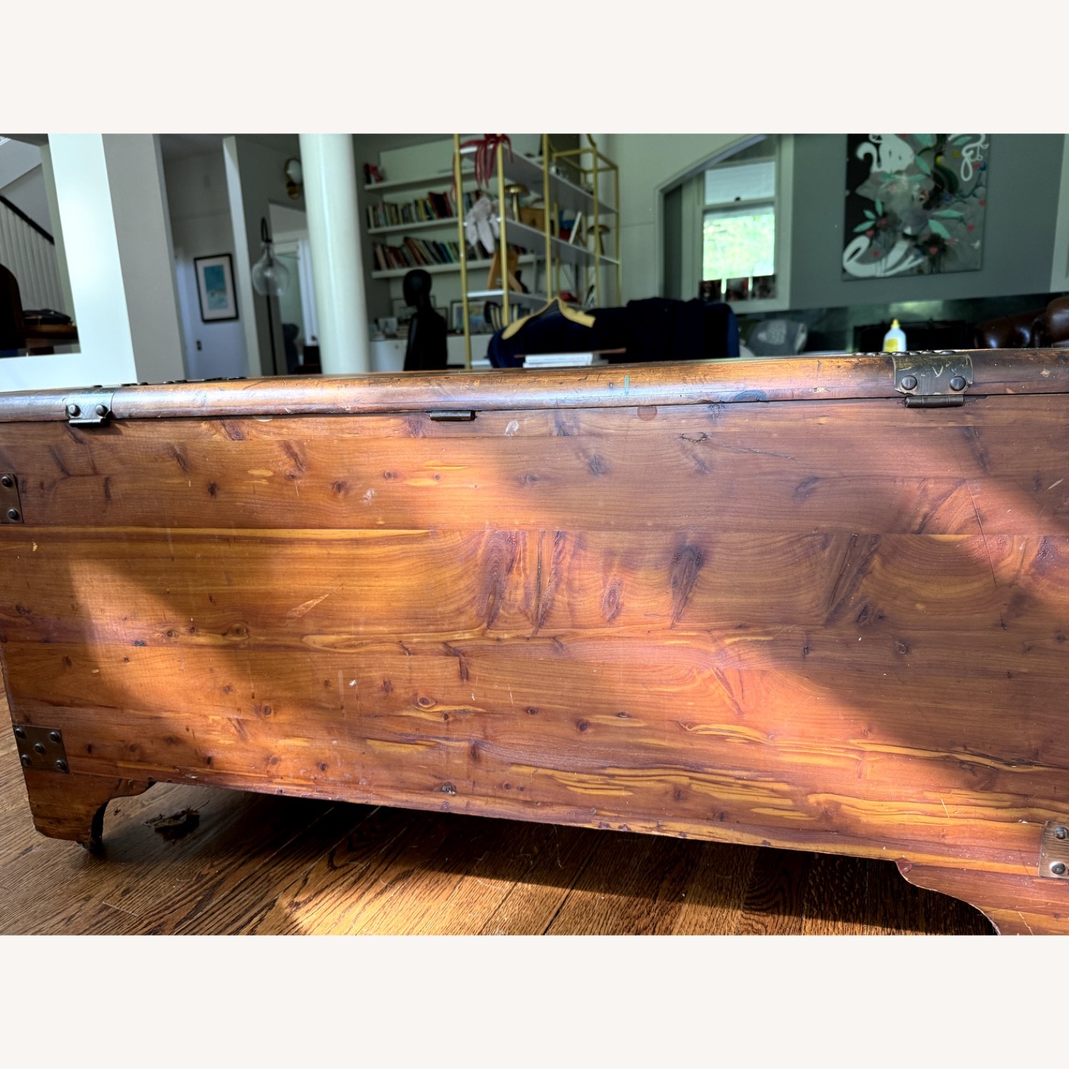 Vintage/Antique Dark Brown Wood Chest - image-8