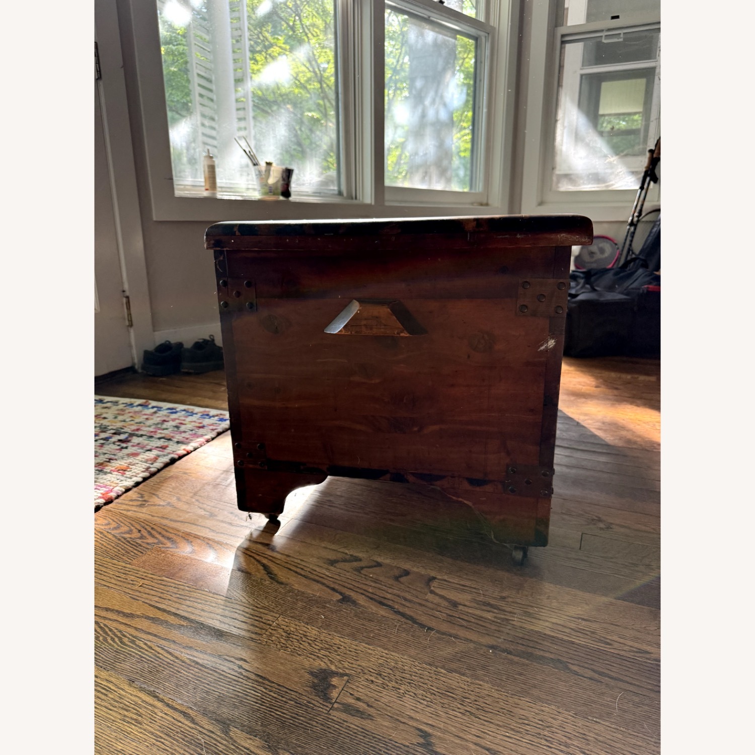 Vintage/Antique Dark Brown Wood Chest - image-7