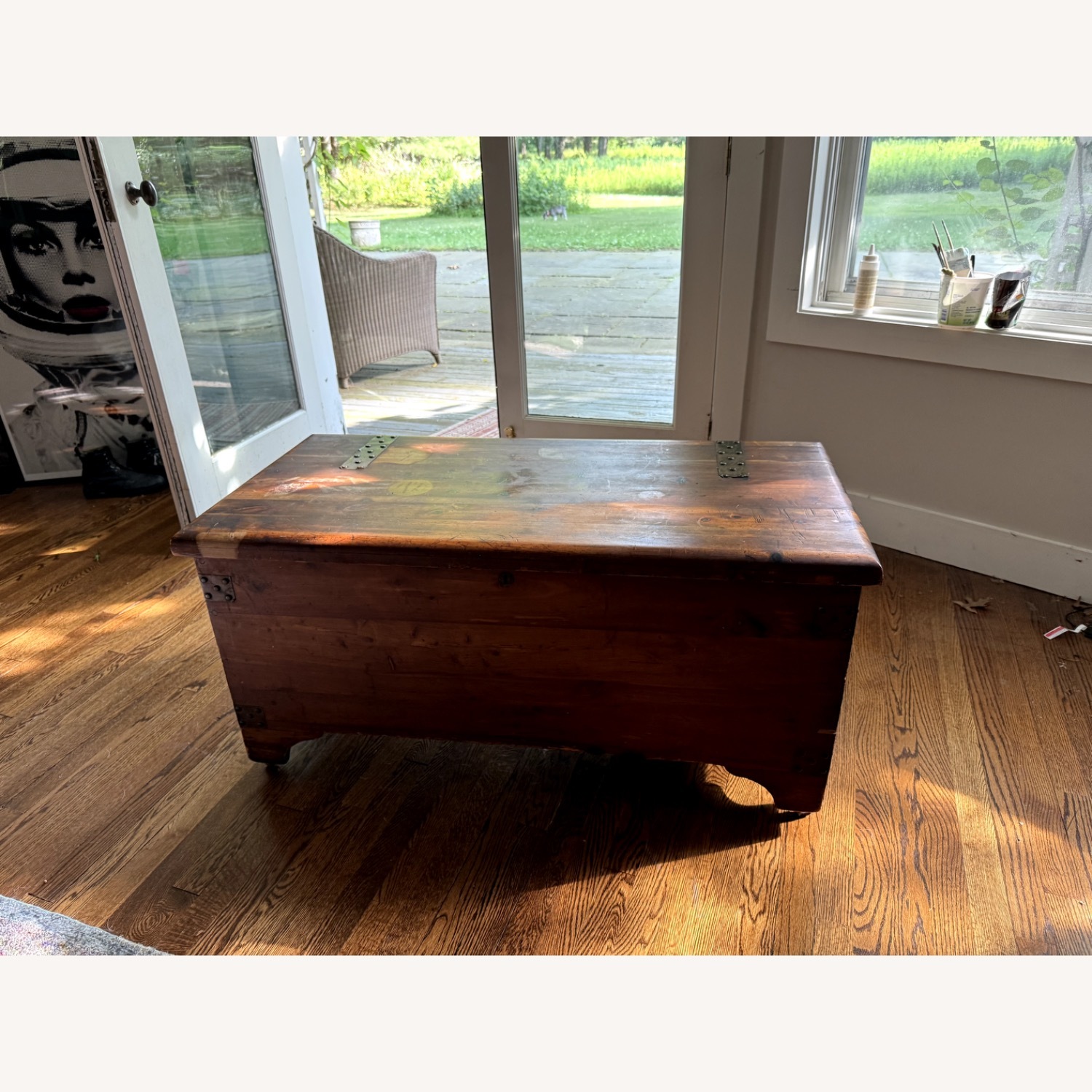 Vintage/Antique Dark Brown Wood Chest - image-2