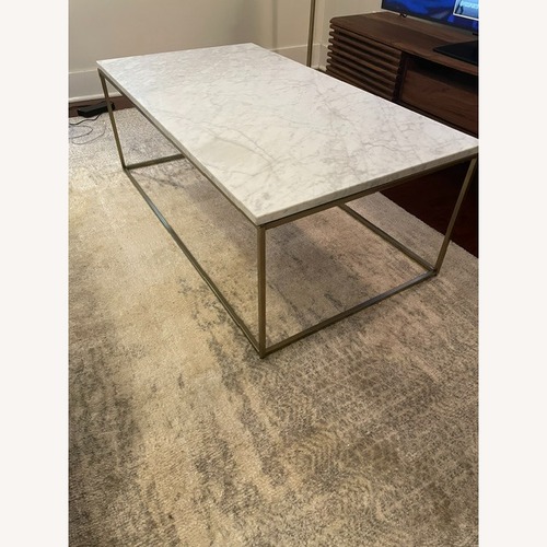 Used West Elm Light Gray Marble Coffee Table for sale on AptDeco