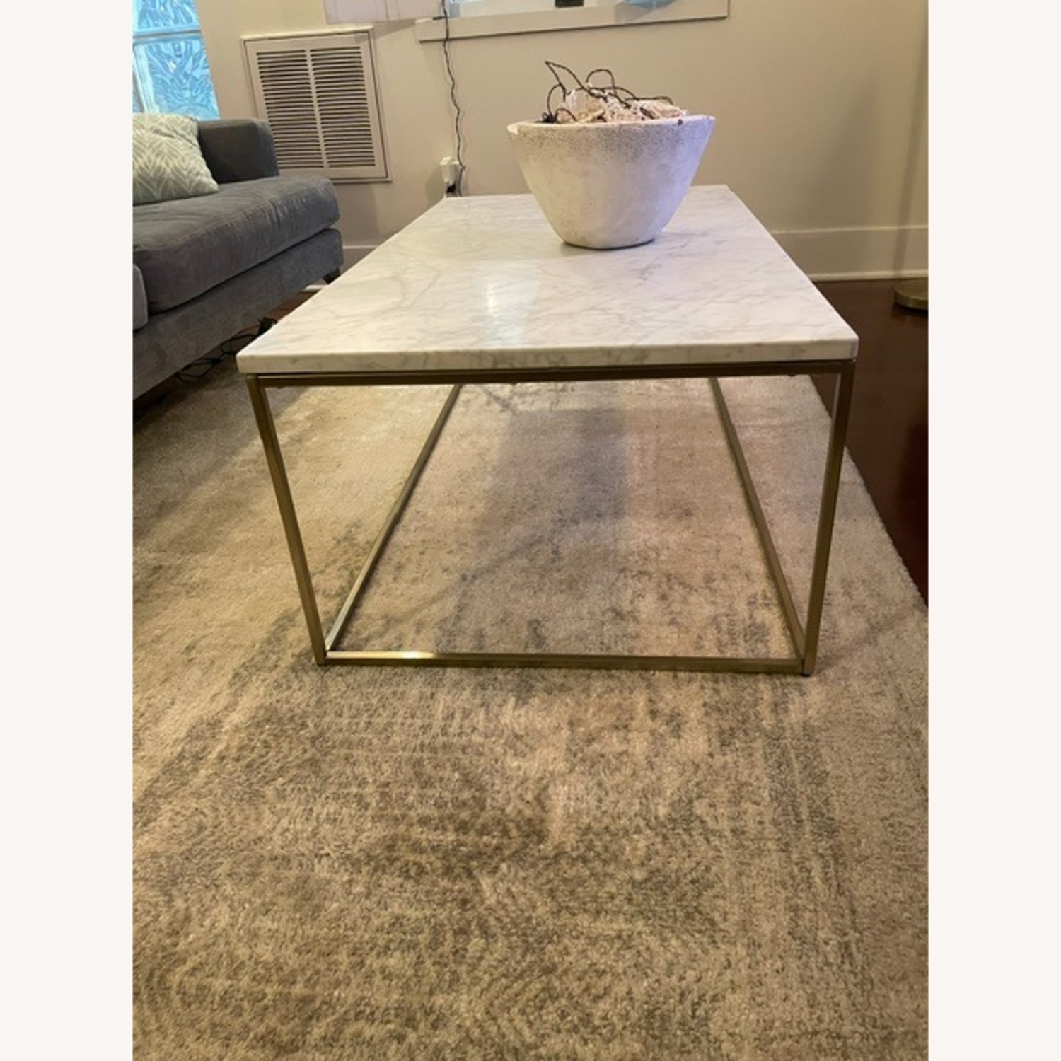 West Elm Light Gray Marble Coffee Table - image-3