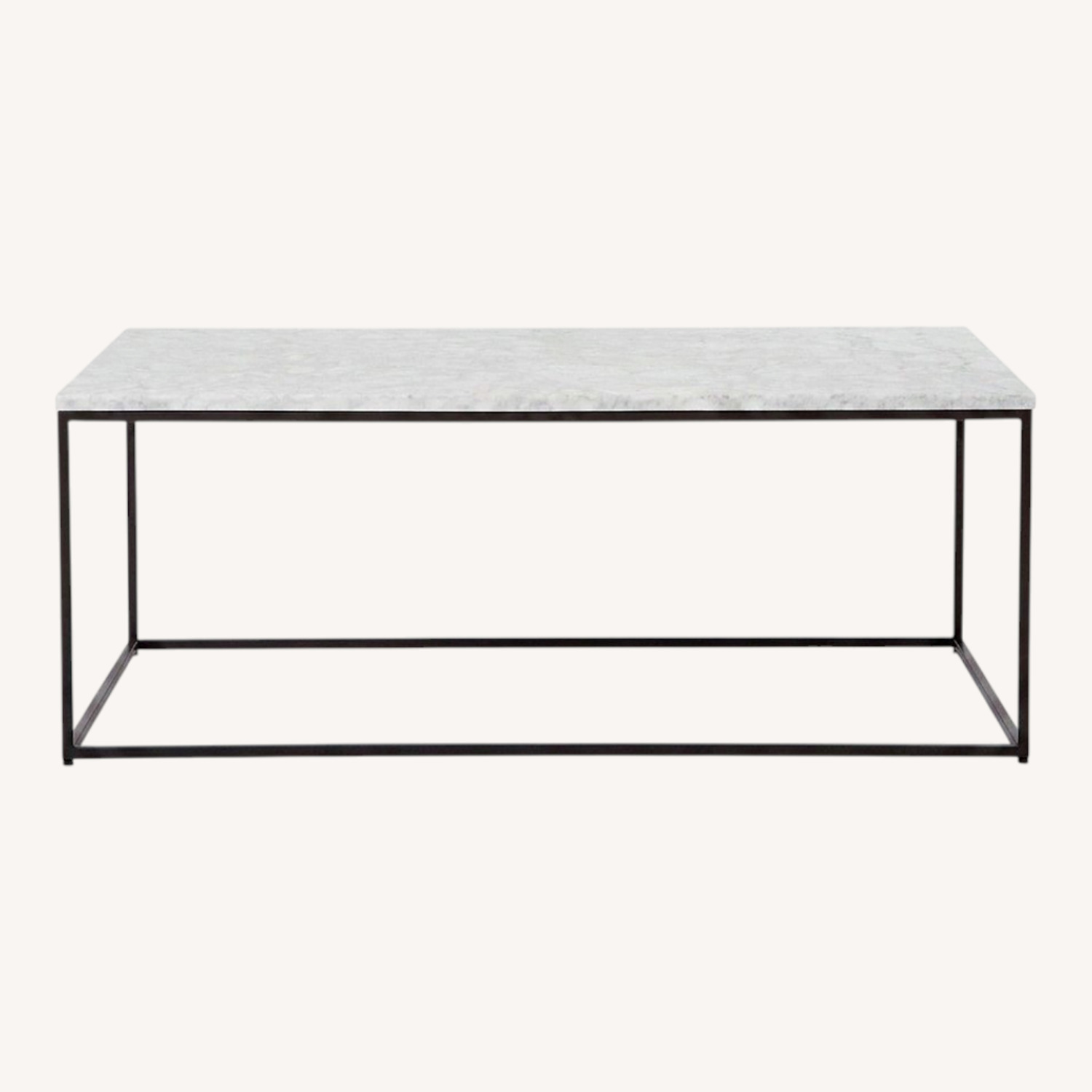 West Elm Light Gray Marble Coffee Table - image-0