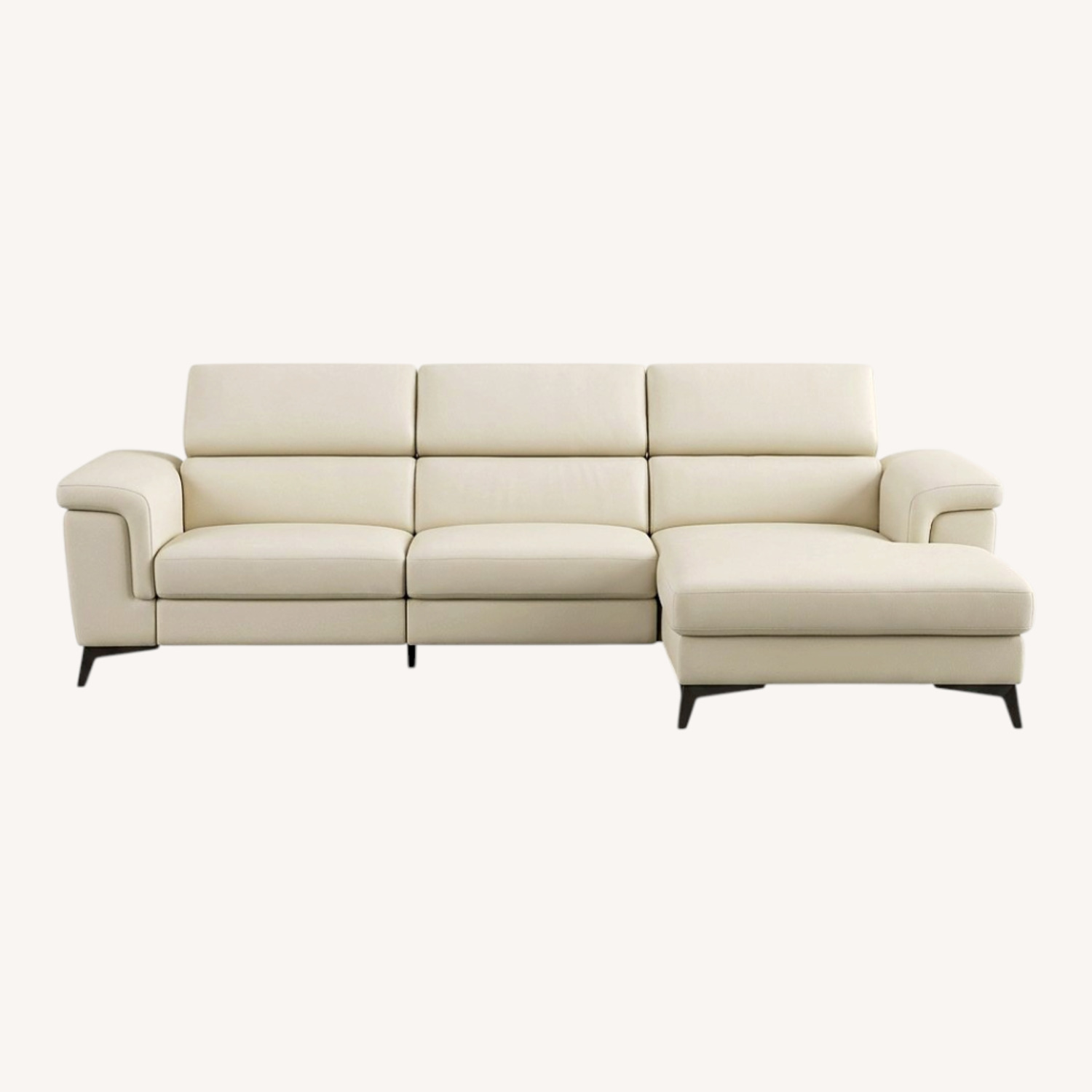 Maxdivani White Leather Chaise Sofa - image-0