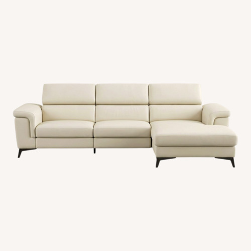 Used Maxdivani White Leather Chaise Sofa for sale on AptDeco