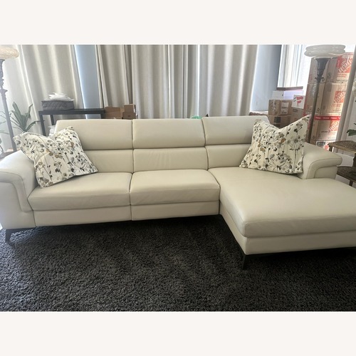 Used Maxdivani White Leather Chaise Sofa for sale on AptDeco