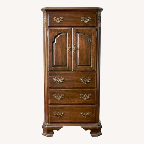Used Ethan Allen Dark Brown Wood Armoire for sale on AptDeco