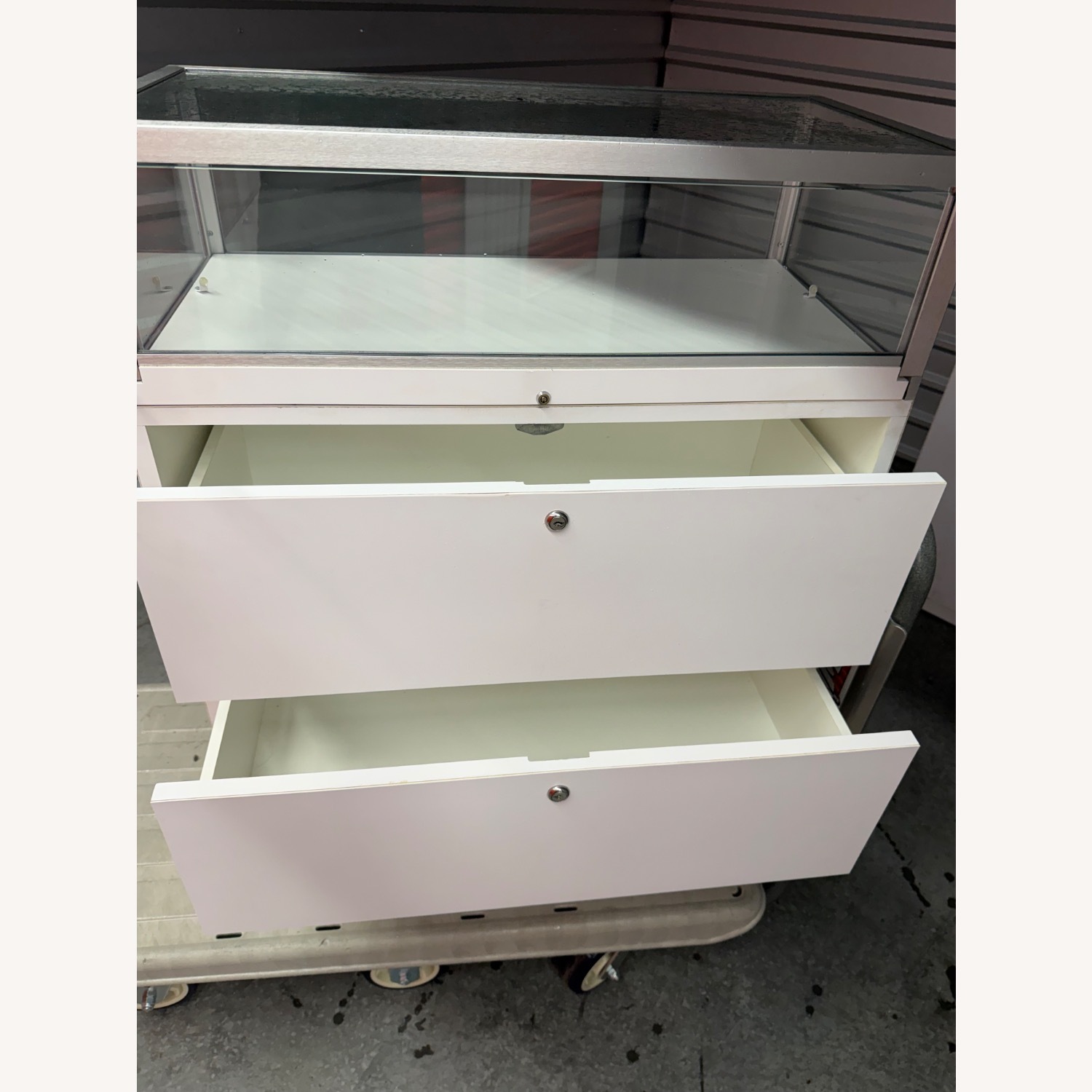 White Glass Nightstand - image-7