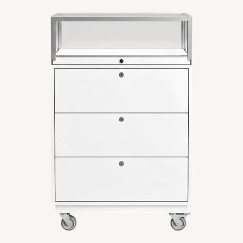 Used White Glass Nightstand for sale on AptDeco