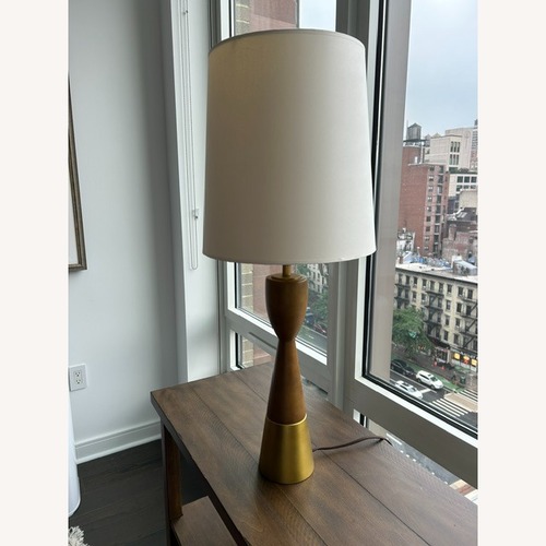 Used West Elm Dark Brown Wood Table Lamp for sale on AptDeco