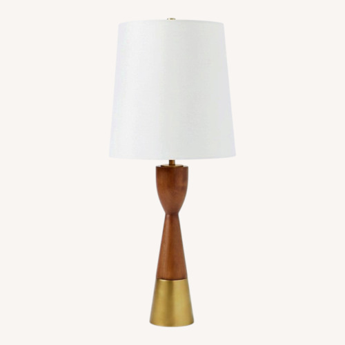 Used West Elm Dark Brown Wood Table Lamp for sale on AptDeco