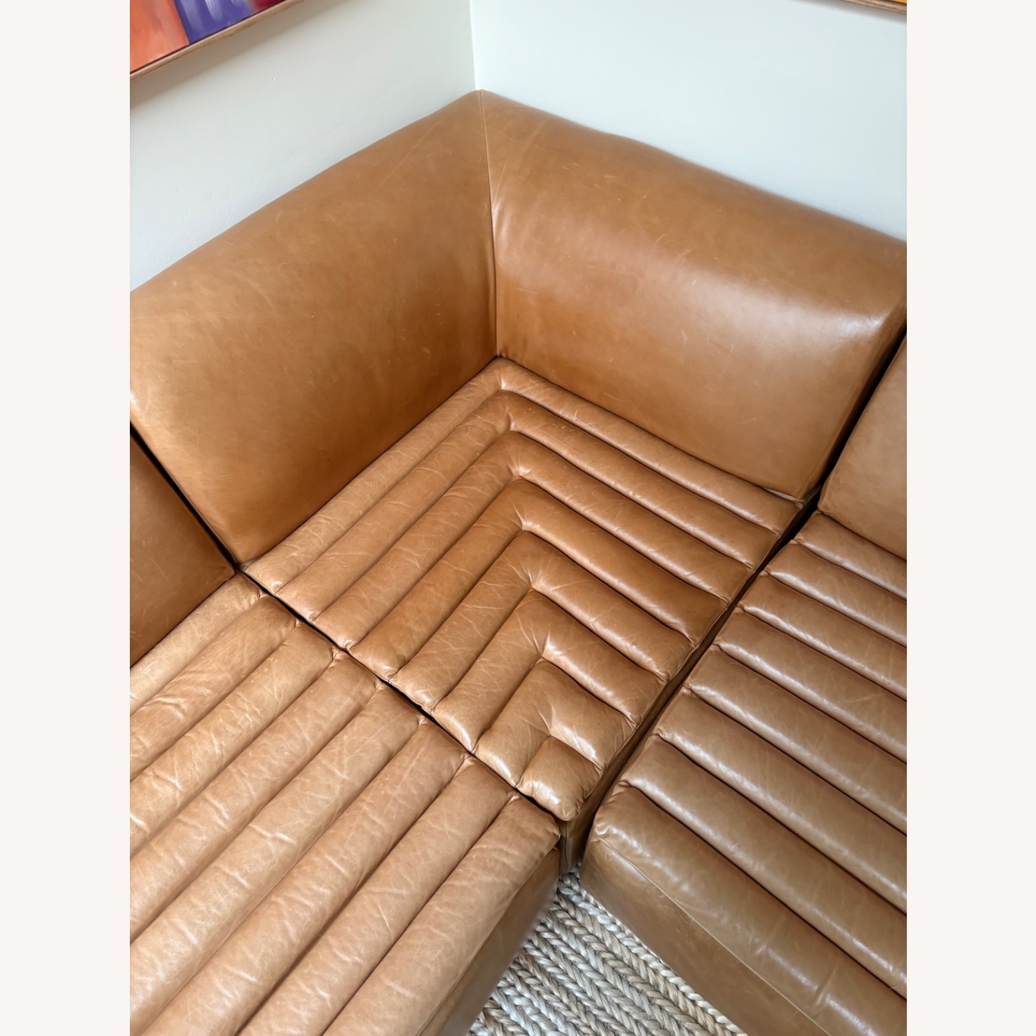 CB2 Salon Light Brown Leather 3+ Piece Sectional - image-5