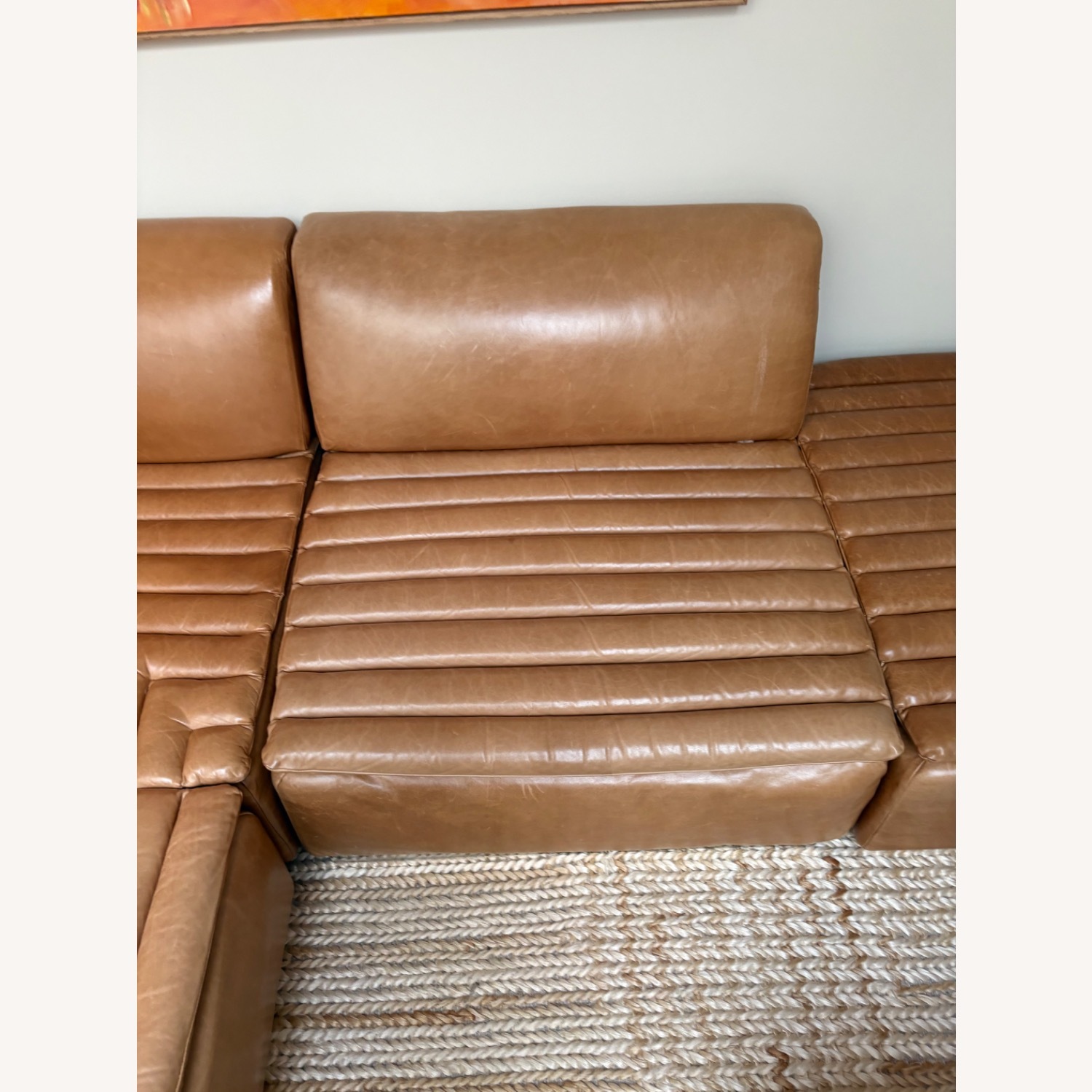 CB2 Salon Light Brown Leather 3+ Piece Sectional - image-4