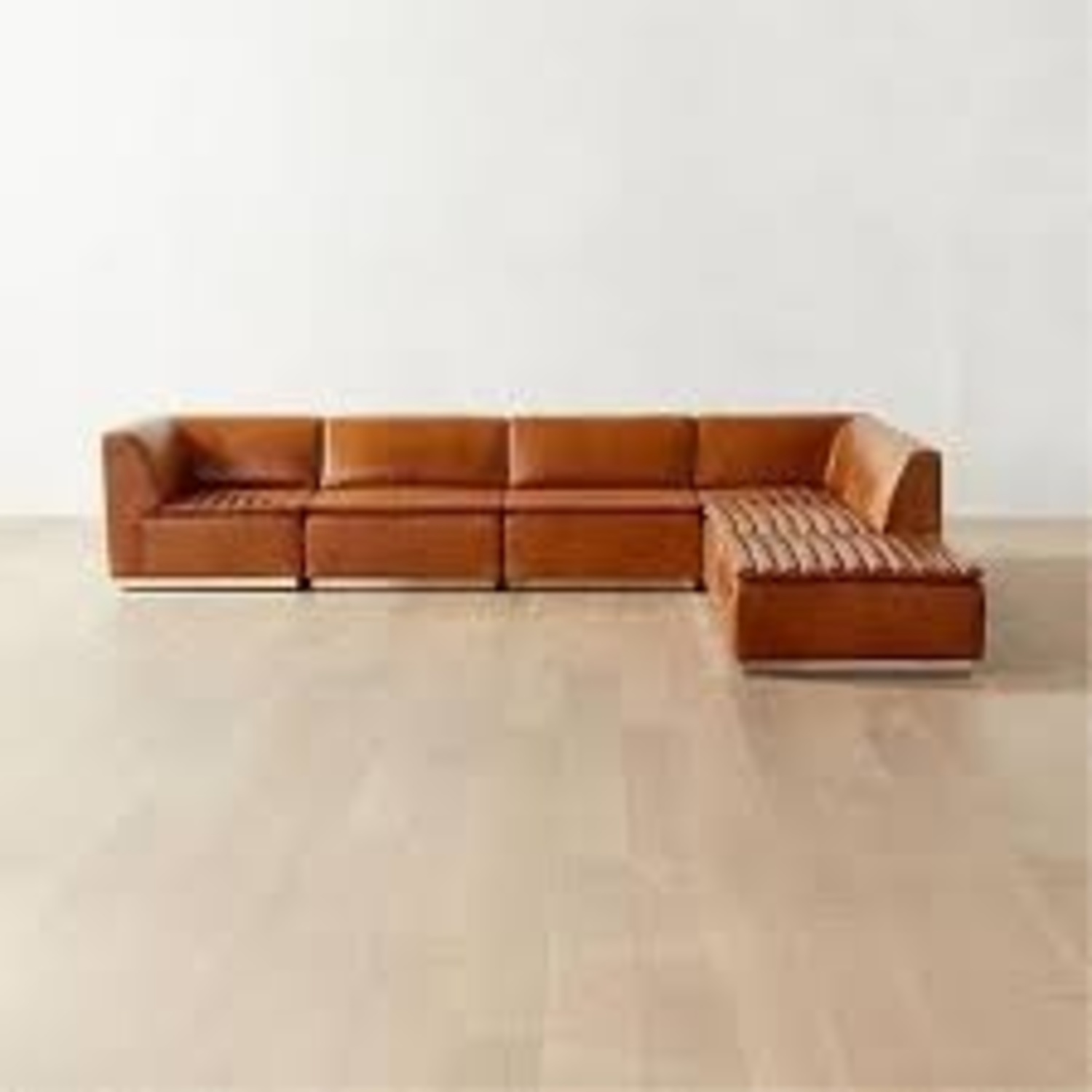 CB2 Salon Light Brown Leather 3+ Piece Sectional - image-10