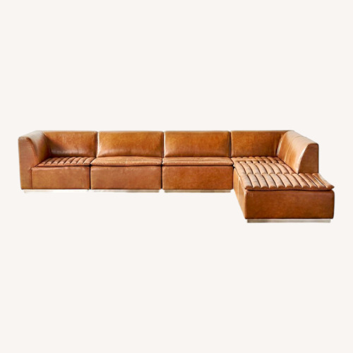 Used CB2 Salon Light Brown Leather 3+ Piece Sectional for sale on AptDeco