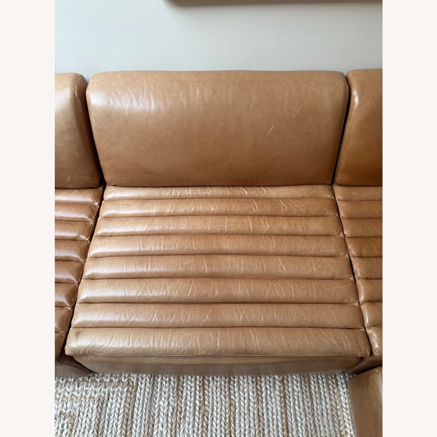 CB2 Salon Light Brown Leather 3+ Piece Sectional - image-6