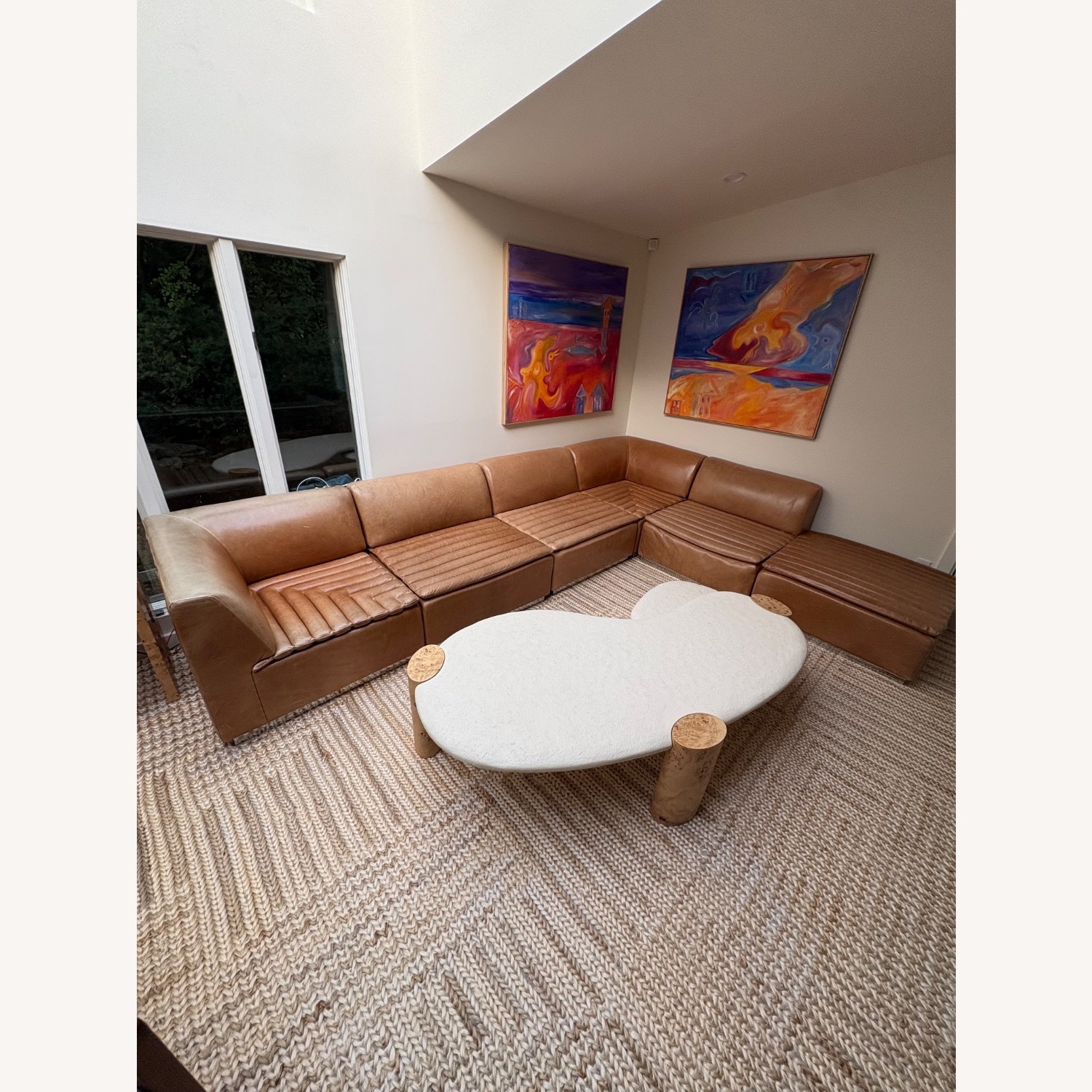 CB2 Salon Light Brown Leather 3+ Piece Sectional - image-9