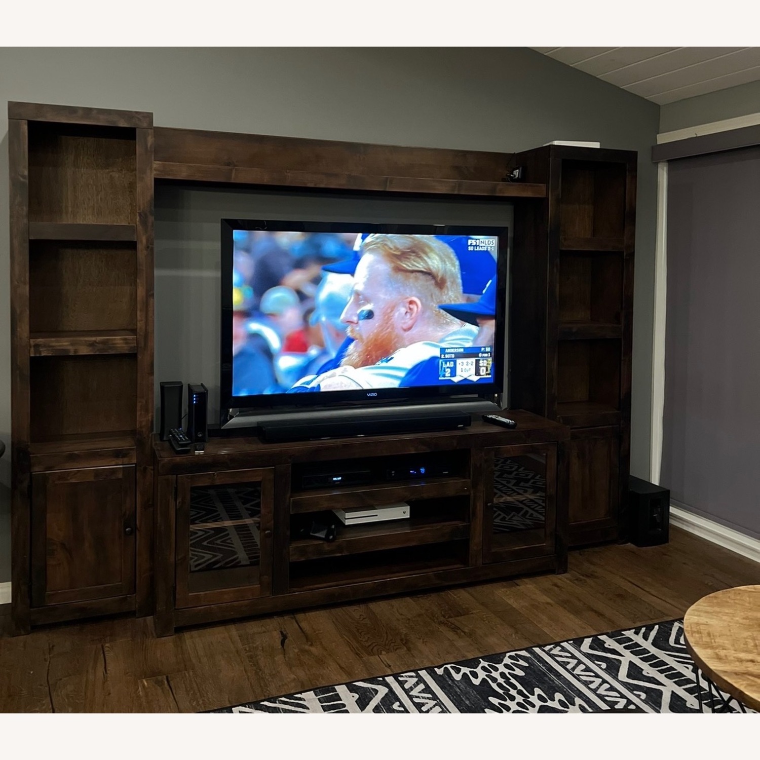 Dark Brown Wood Wall Unit - image-2
