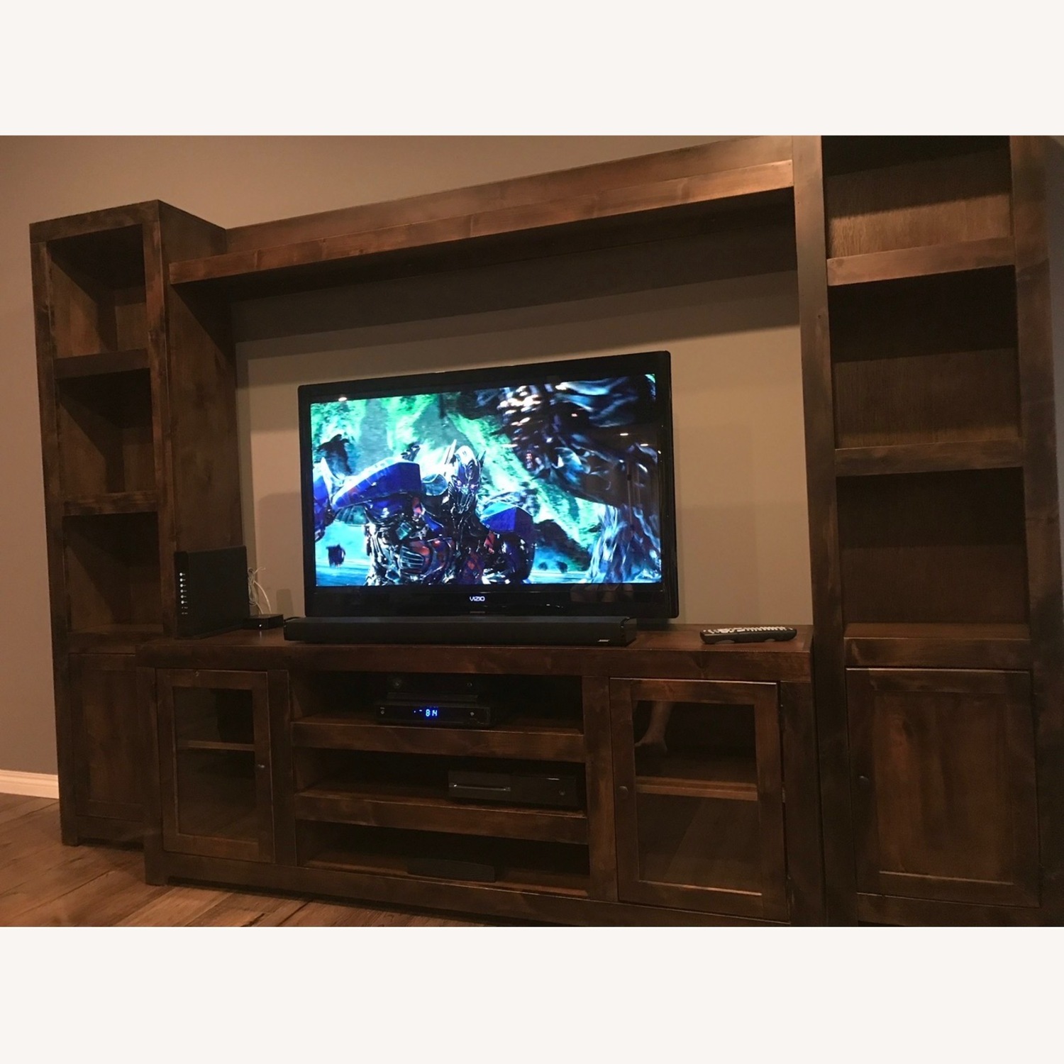 Dark Brown Wood Wall Unit - image-3