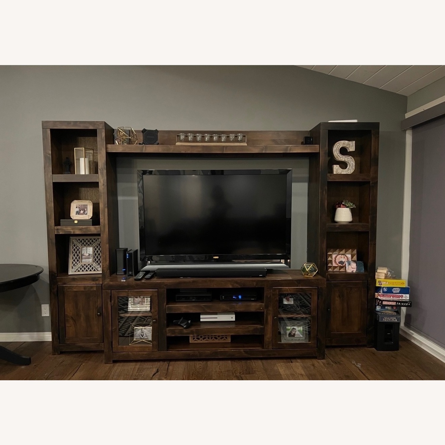 Dark Brown Wood Wall Unit - image-1