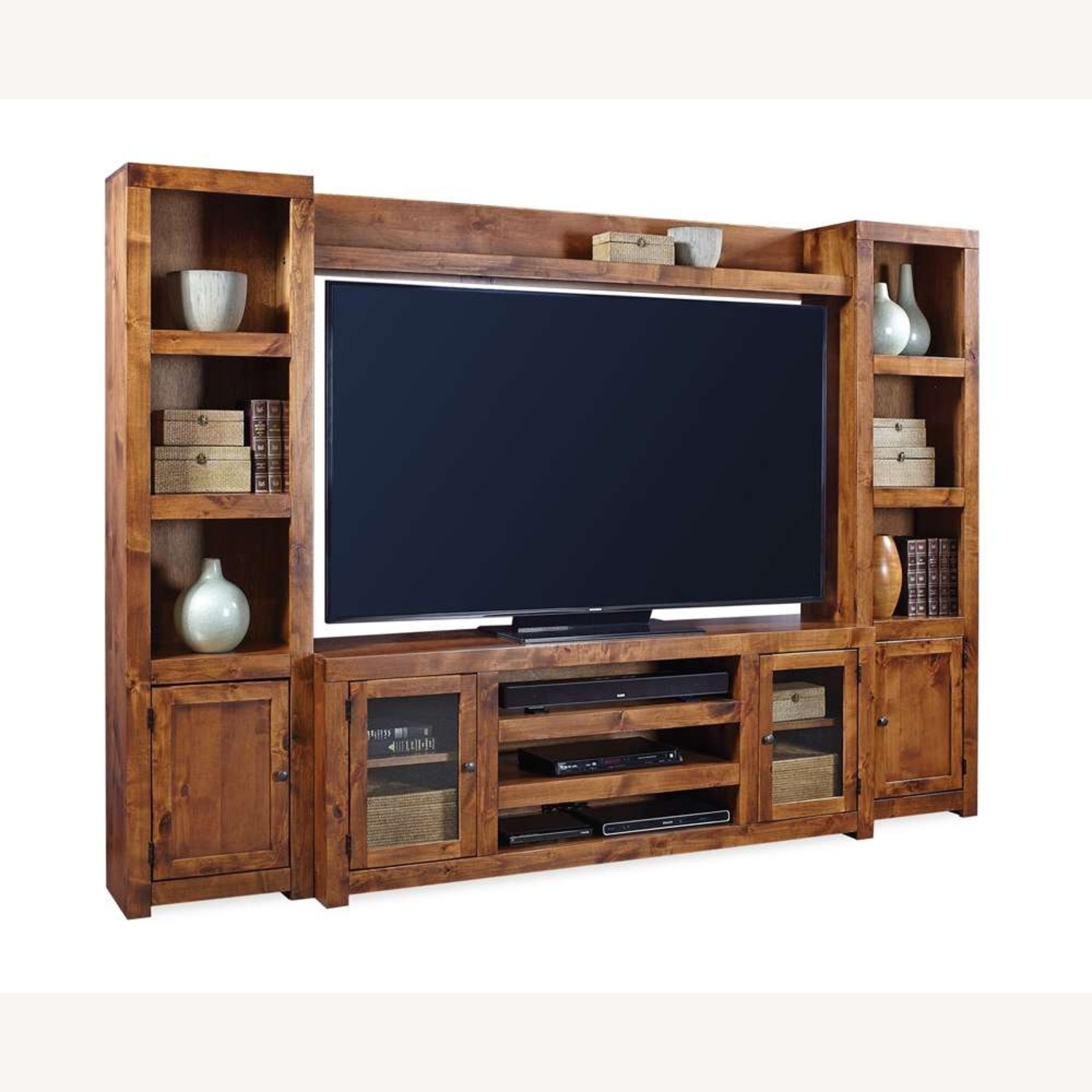 Dark Brown Wood Wall Unit - image-4
