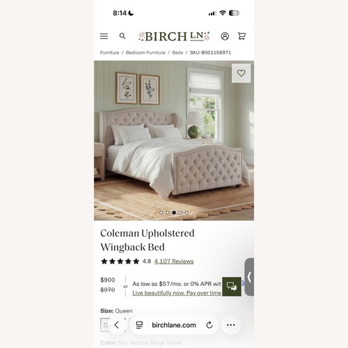 Used Birch Lane Natural Queen Bed for sale on AptDeco