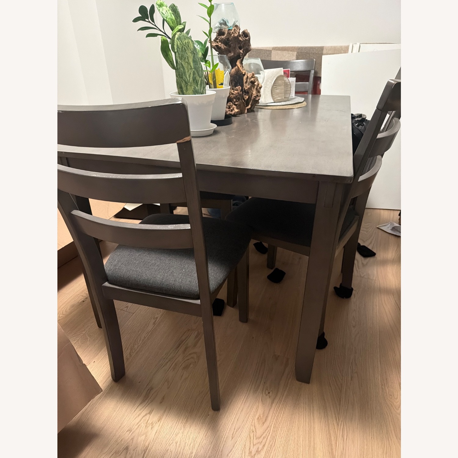 Ashley Signature Design Gray Wood 6 Person Dining Table Chairs and Bench - image-3