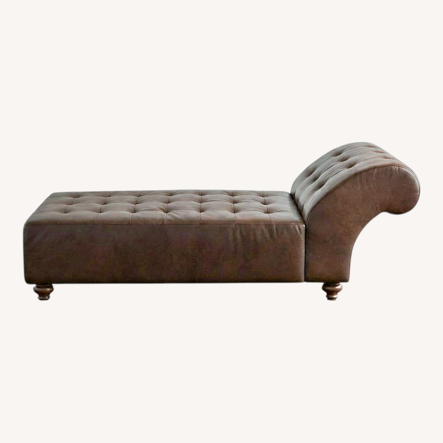 Brown Leather Psychoanalytic Couch Chaise Lounge - image-0