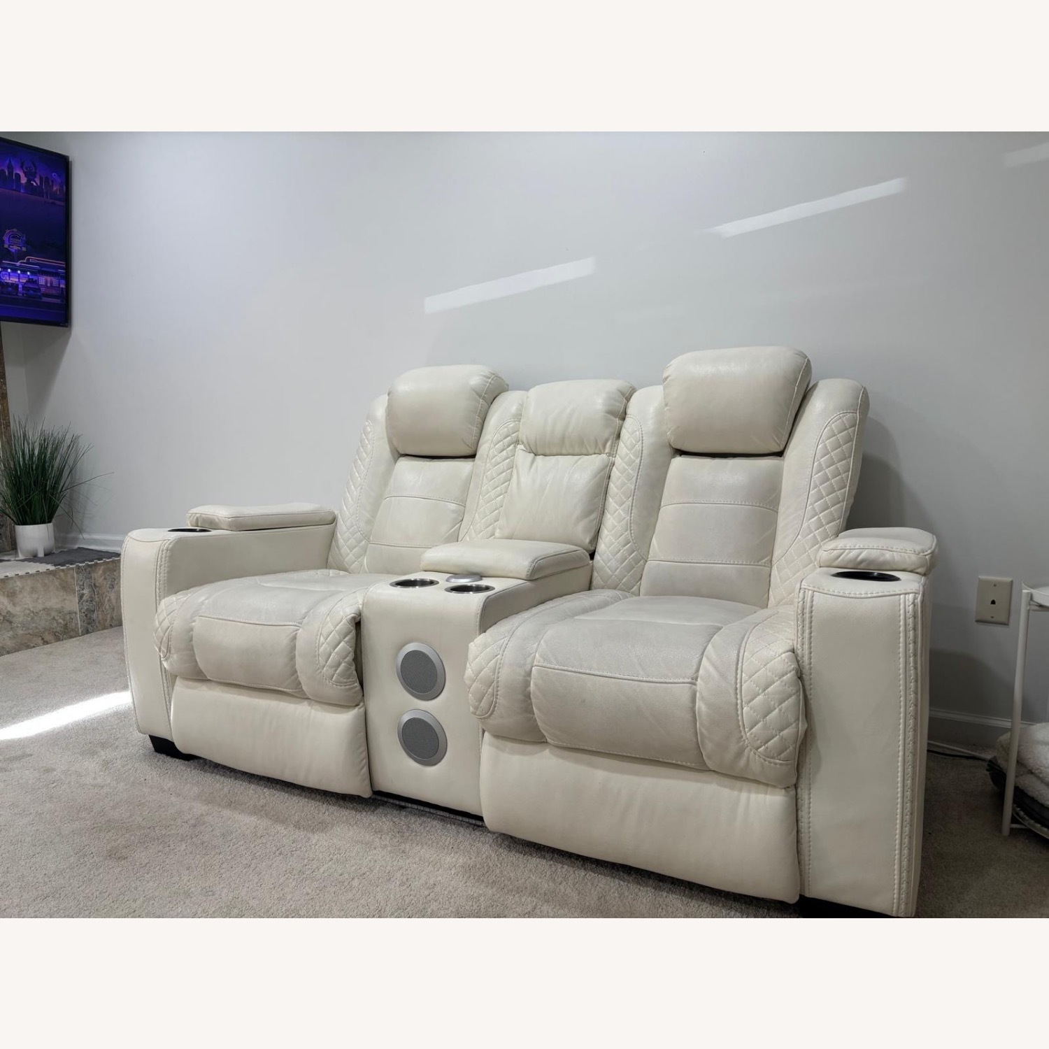 Ashley Furniture White Leather Loveseat - image-2